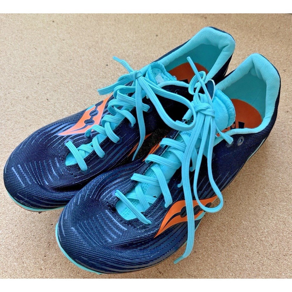Saucony Ballista MD Track Spikes Womens 9 Black Cool Mint Racing‎ Shoes